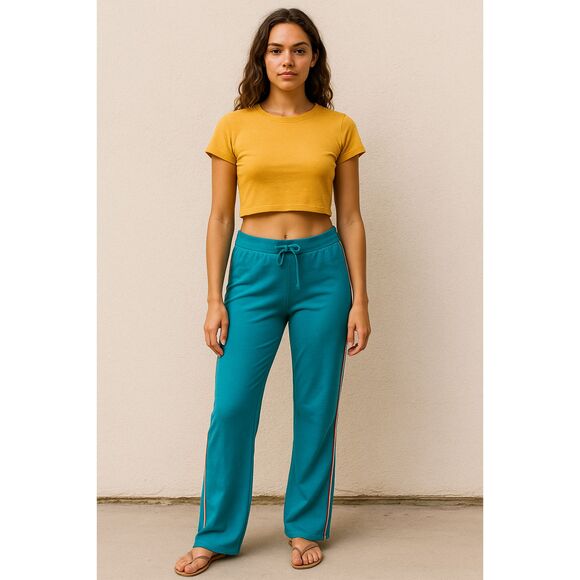 Johnny Was LA Green Gucci Red Stripe Sweatpants   Women's Size Small - Picture 1 of 9